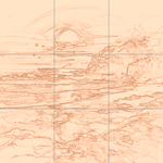 Sepia sketch with grid