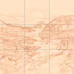 Sepia sketch with grid