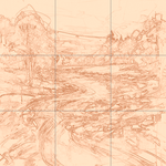 Sepia sketch with grid