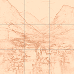 Sepia sketch with grid