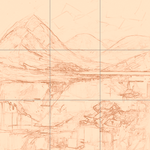 Sepia sketch with grid