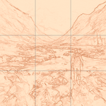 Sepia sketch with grid