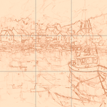 Sepia sketch with grid