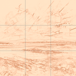 Sepia sketch with grid