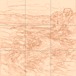 Sepia sketch with grid