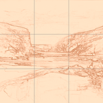 Sepia sketch with grid