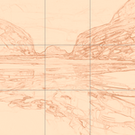 Sepia sketch with grid