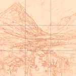 Sepia sketch with grid