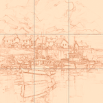 Sepia sketch with grid