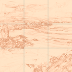 Sepia sketch with grid