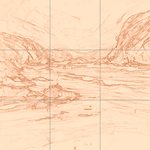 Sepia sketch with grid