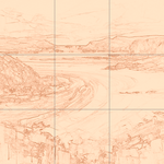 Sepia sketch with grid