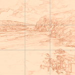 Sepia sketch with grid