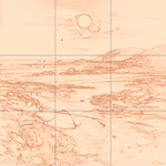 Sepia sketch with grid