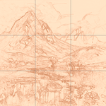 Sepia sketch with grid