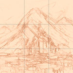 Sepia sketch with grid