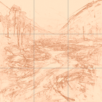 Sepia sketch with grid