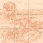 Sepia sketch with grid