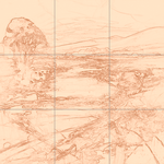 Sepia sketch with grid