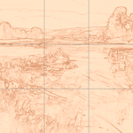 Sepia sketch with grid