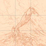 Sepia sketch with grid