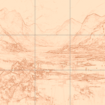 Sepia sketch with grid