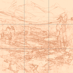 Sepia sketch with grid