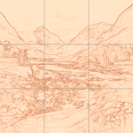 Sepia sketch with grid