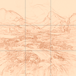 Sepia sketch with grid