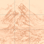 Sepia sketch with grid