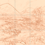 Sepia sketch with grid