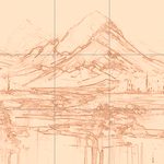 Sepia sketch with grid