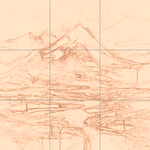 Sepia sketch with grid