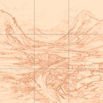 Sepia sketch with grid