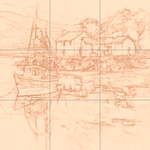 Sepia sketch with grid