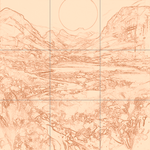 Sepia sketch with grid