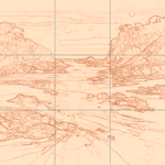 Sepia sketch with grid