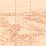 Sepia sketch with grid