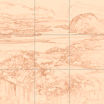 Sepia sketch with grid