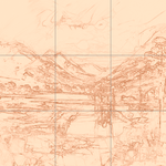 Sepia sketch with grid