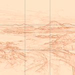 Sepia sketch with grid