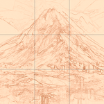 Sepia sketch with grid