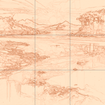 Sepia sketch with grid