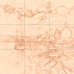 Sepia sketch with grid