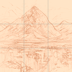 Sepia sketch with grid