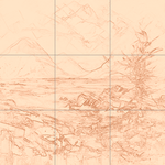 Sepia sketch with grid