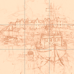 Sepia sketch with grid