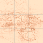 Sepia sketch with grid