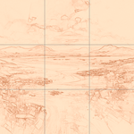 Sepia sketch with grid