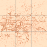 Sepia sketch with grid